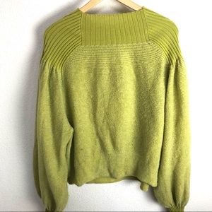 Free People Sweater Medium Green Long Sleeve Soft Knit Rayon Pullover